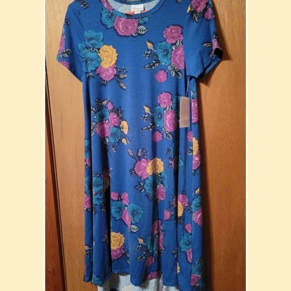 NWT LuLaRoe Carly Dress blue floral size XS
